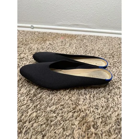 Rothy's Womens The Almond Demi Mule Black Flats Sz 8 Comfort Office Career - Picture 2 of 8